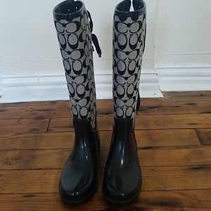 Black Coach Rain Boots